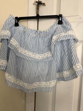 wild fable Light Blue & White Striped skirt with built in shorts
